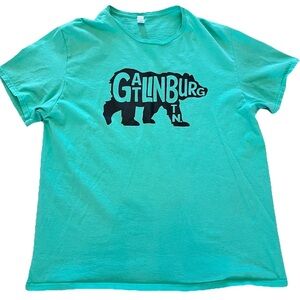 Gatlinburg Tennessee Bear Graphic T-Shirt Size XL Blue Great Smoky Mountains